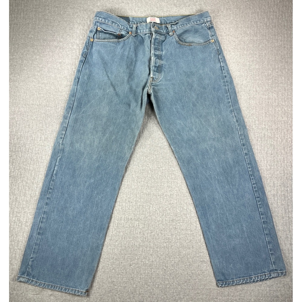 Vintage Levi's 501 Straight Leg‎ Jeans Mens 42X32 Fits 36X29 Blue Button Fly